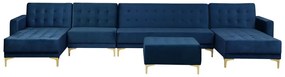 Sofá-cama XXL de 6 lugares com repousa-pés em veludo azul marinho ABERDEEN Beliani