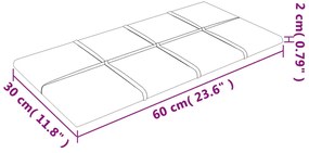 Painel de parede 12 pcs 60x30 cm veludo 2,16 m² castanho