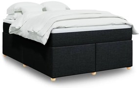vidaXL Cama com molas/colchão 140x190 cm tecido preto