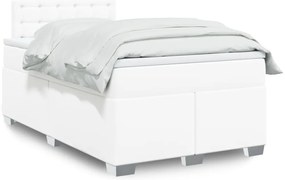 Cama boxspring com colchão 120x190 cm couro artificial branco