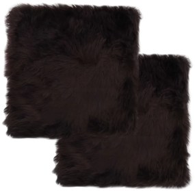 vidaXL Almofadas p/ cadeira 2 pcs 40x40cm pele carneiro castanho