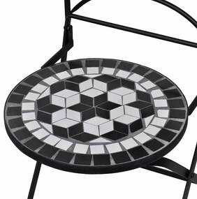 Cadeiras de bistrô dobráveis 2 pcs cerâmica preto e branco