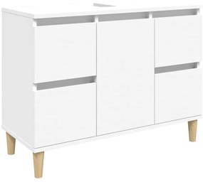3 pcs conjunto móveis casa de banho derivados de madeira branco