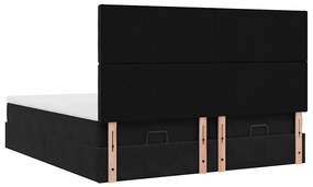 Estrutura de cama otomana com colchões 160x200 cm veludo preto