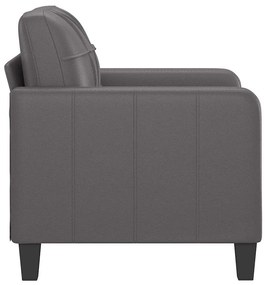 Poltrona 60 cm couro artificial cinzento