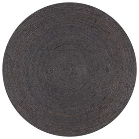 vidaXL Tapete artesanal em juta redondo 90 cm cinzento escuro
