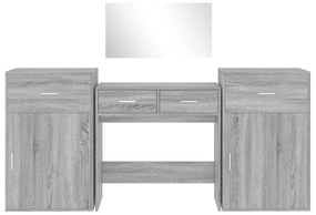 Conj. de toucador 4 pcs derivados de madeira cinzento sonoma