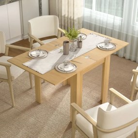 Mesa de Refeição Extensível 70-140x80 cm para 4-6 Pessoas com Puxador de PU para Espaços Pequenos Madeira