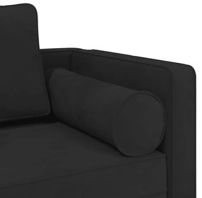 Chaise lounge com almofadões veludo preto