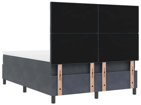 Cama Box com Colchão e Banco Cinza Escuro 140x190 cm Veludo