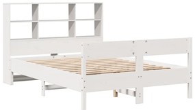 Cama com estante sem colchão 140x190 cm pinho maciço branco
