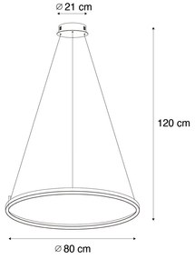 Candeeiro suspenso inteligente preto 80 cm com LED e RGBW - Girello Design