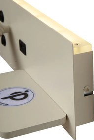 Conjunto de 2 candeeiros de parede bege com LED, USB e carregador de indução - Riza