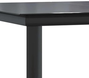 Conjunto de jantar jardim 9 peças almofadas vidro vime PE preto