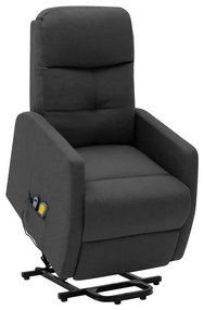 vidaXL Poltrona de massagens elevatória tecido cinzento-escuro