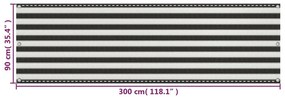 Tela varanda PEAD 90x300 cm antracite e branco