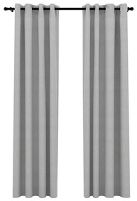 Cortinas opacas aspeto linho c/ ilhós 2 pcs 140x225 cm cinzento