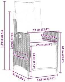 Conjunto de Jantar de Jardim 7 Peças Bege Rattan Poliéster