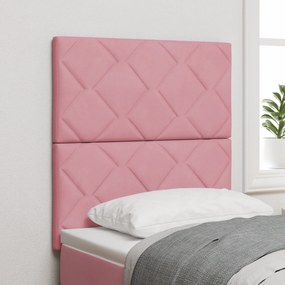 Cabeceira de Veludo Rosa da vidaXL com Padrão de Diamante - 80 cm, Cab