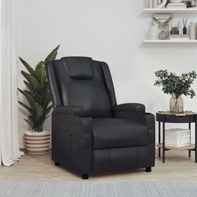 vidaXL Poltrona reclinável couro artificial preto