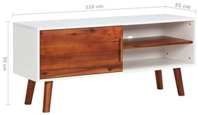 Móvel de TV 110x35x50 cm madeira de acácia maciça e MDF