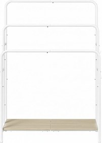 Toalheiro com 3 barras, suporte para toalhas com 2 ganchos 70 x 30 x 101 cm branco-bege