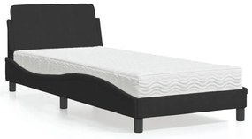 vidaXL Cama com colchão 80x200 cm veludo preto