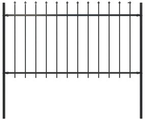 vidaXL Cerca de jardim com topo em forma de lança em aço 181x100 cm, preta