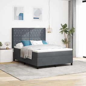 vidaXL Cama Box com cabeceira Cinza Escuro 160 x 200 cm Veludo