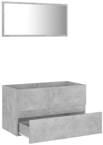 2 pcs conj. móveis casa de banho contraplacado cinzento cimento