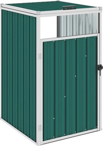 vidaXL Abrigo para caixote do lixo 72x81x121 cm aço verde