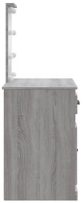 Toucador com luzes LED 90x42x132,5 cm cinzento sonoma