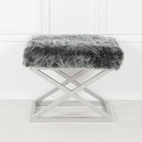 Pouffe Capraz – Prateado Cinzento – 50x42x40 cm