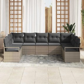 Conjunto de Sofá de 7 Peças com Almofadas vidaXL Cinza Rattan de Polie