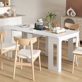Mesa de jantar dobrável, mesa dobrável de cozinha extensível para até 6 pessoas, para espaços pequenos, sala de jantar, branca