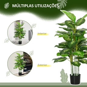 Planta Artificial de 120 cm com 53 Folhas Realistas e Vaso de Cimento Planta Sintética Decoração para Casa Verde