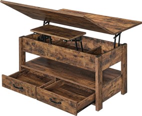Mesa de centro, mesa de sala de estar 50 x 100 x 49,1 cm/64,1 cm castanho vintage