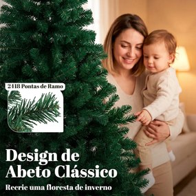 Árvore de Natal em Abeto 270 cm com Ramos Articulados 2418 Pontas em PVC Ignífugo Montagem Rápida Base em Aço Verde