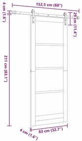 Porta Deslizante vidaXL com Conjunto de Ferragens 'ORKDAL'Branca 83x21