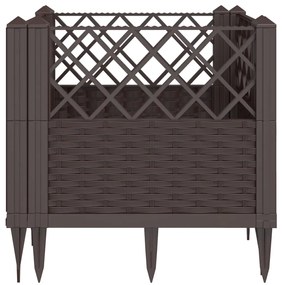 Vaso/floreira de jardim c/ estacas 43,5x43,5x43,5cm PP castanho