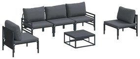 Conjunto de Sofá de Jardim 6 pcs Cinzento-escuro Aço