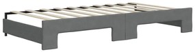 Sofá-cama c/ gavetão e gavetas 90x190 cm tecido cinzento-escuro