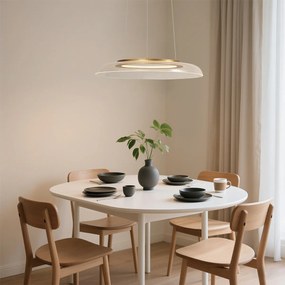 Candeeiro suspenso de design dourado e transparente com 3 níveis de regulação - Scacrylic