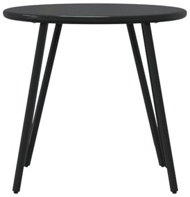 Mesas centro p/ jardim redondas 2 pcs aço revestido a pó preto