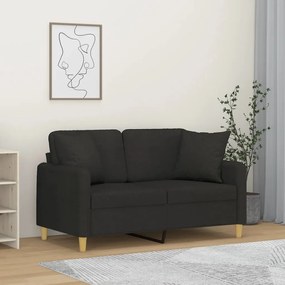 Sofá 2 lugares + almofadas decorativas 120 cm tecido preto
