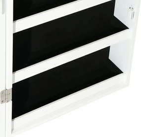 Móvel para joias de parede espelhado com luzes LED branco