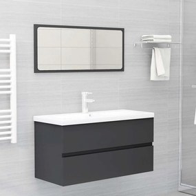 vidaXL 2 pcs conj. móveis de casa de banho derivados de madeira cinza