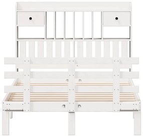 Cama com estante sem colchão 135x190 cm pinho maciço branco