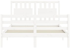 Estrutura de cama com cabeceira 140x190cm madeira maciça branco