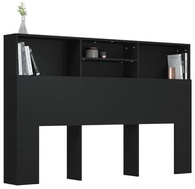 Cabeceira de Cama Dakota com Prateleiras de 160cm - Preto - Design Nór